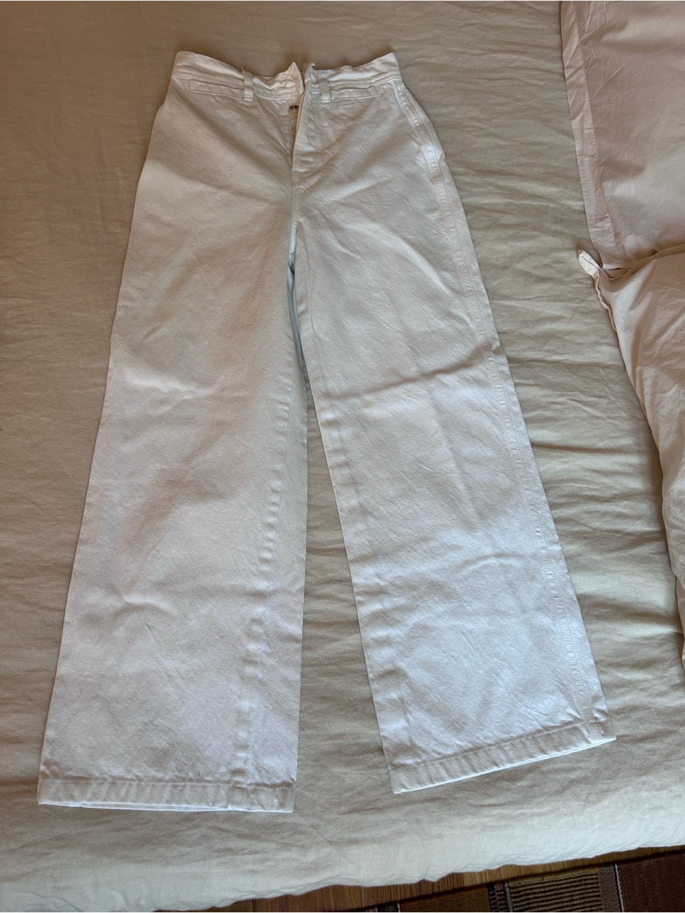 Reformation Cream/White Wide-Leg Jeans